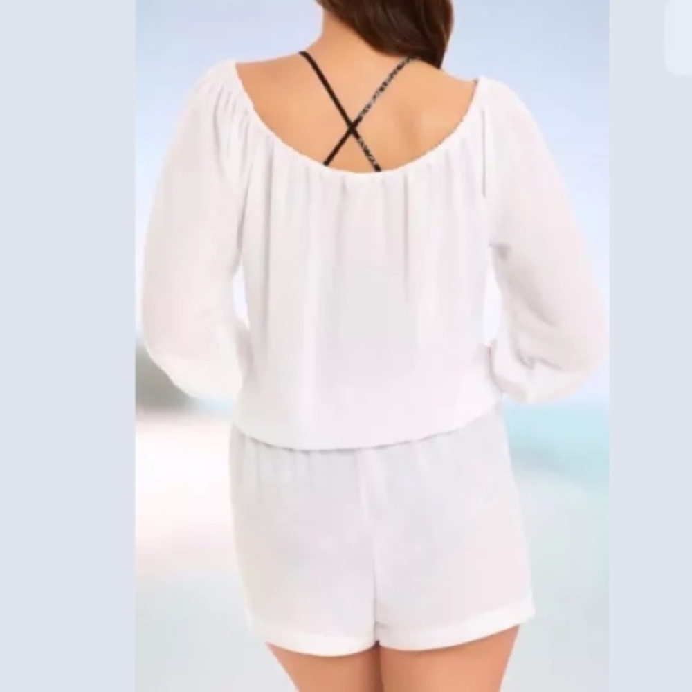 Vera Bradley White Kiera Romper Swim Cover Up - Picture 3 of 3